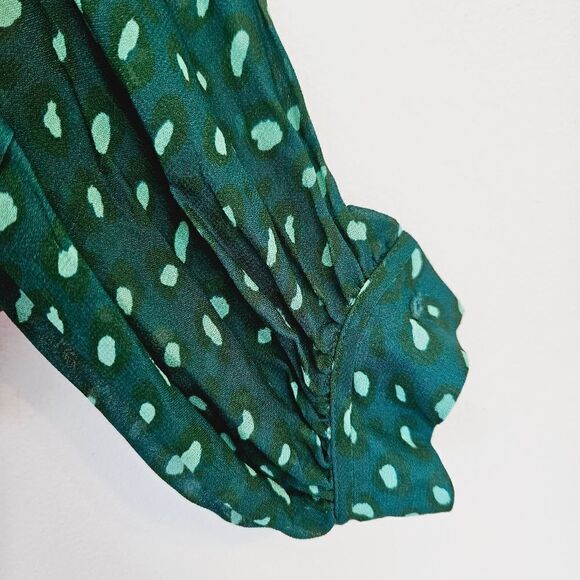 FARM RIO Anthropologie Renee Balloon Sleeve Henley Button Peasant Boho Blouse XS - Picture 9 of 15